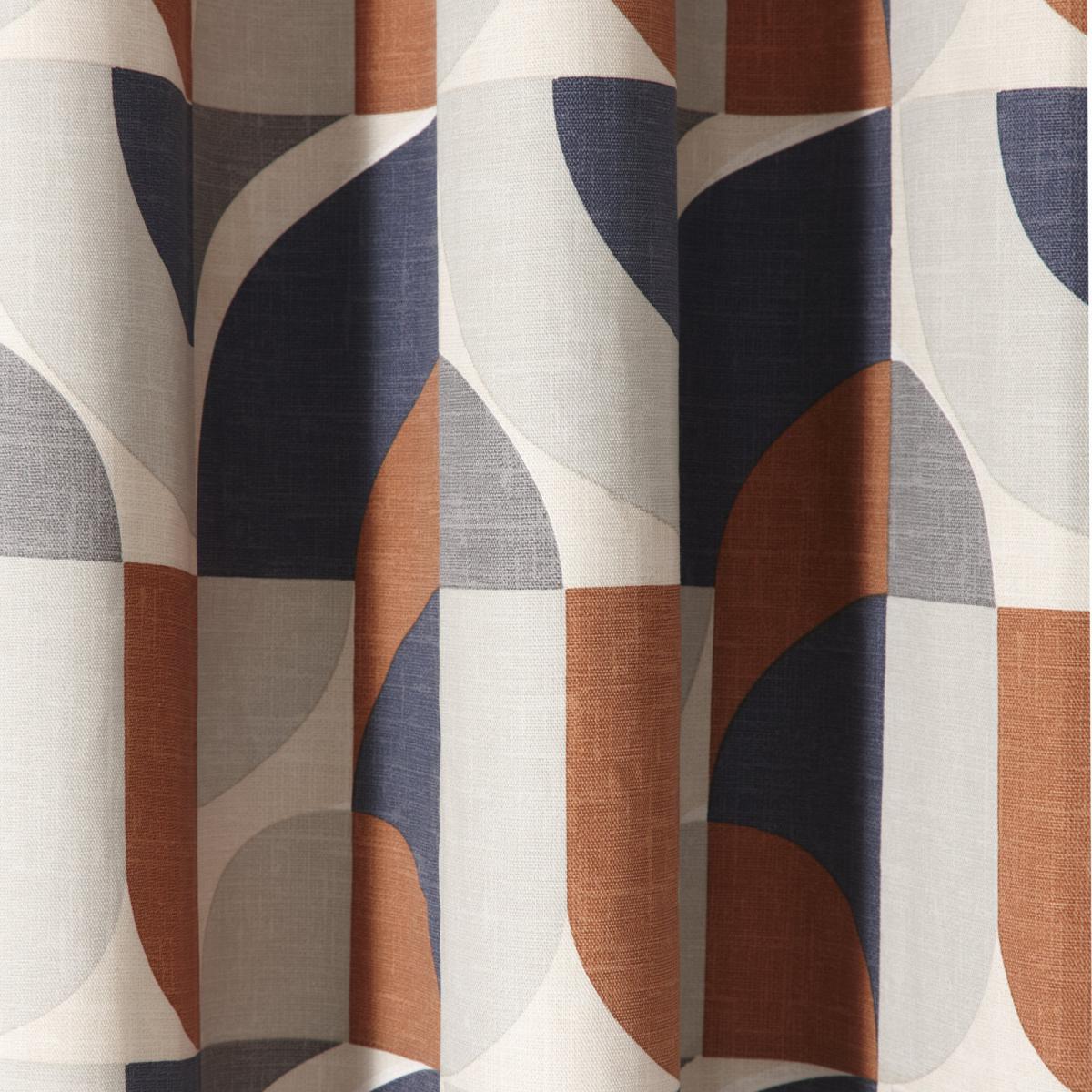 Elements Marne Navy Eyelet Curtains Navy Blue, Orange and White – image 4