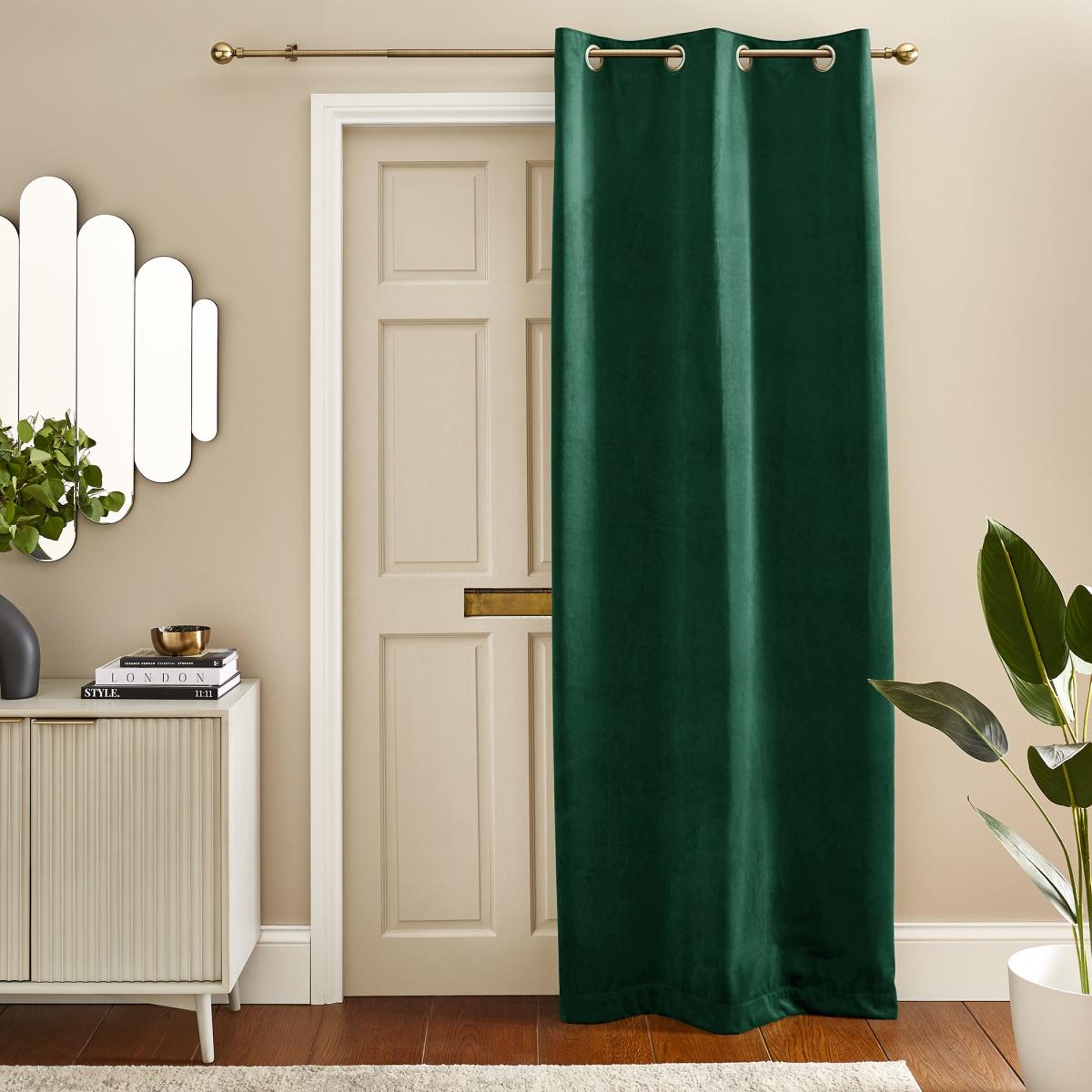 Recycled Velour Bottle Green Eyelet Door Curtains Bottle (Green) – image 2