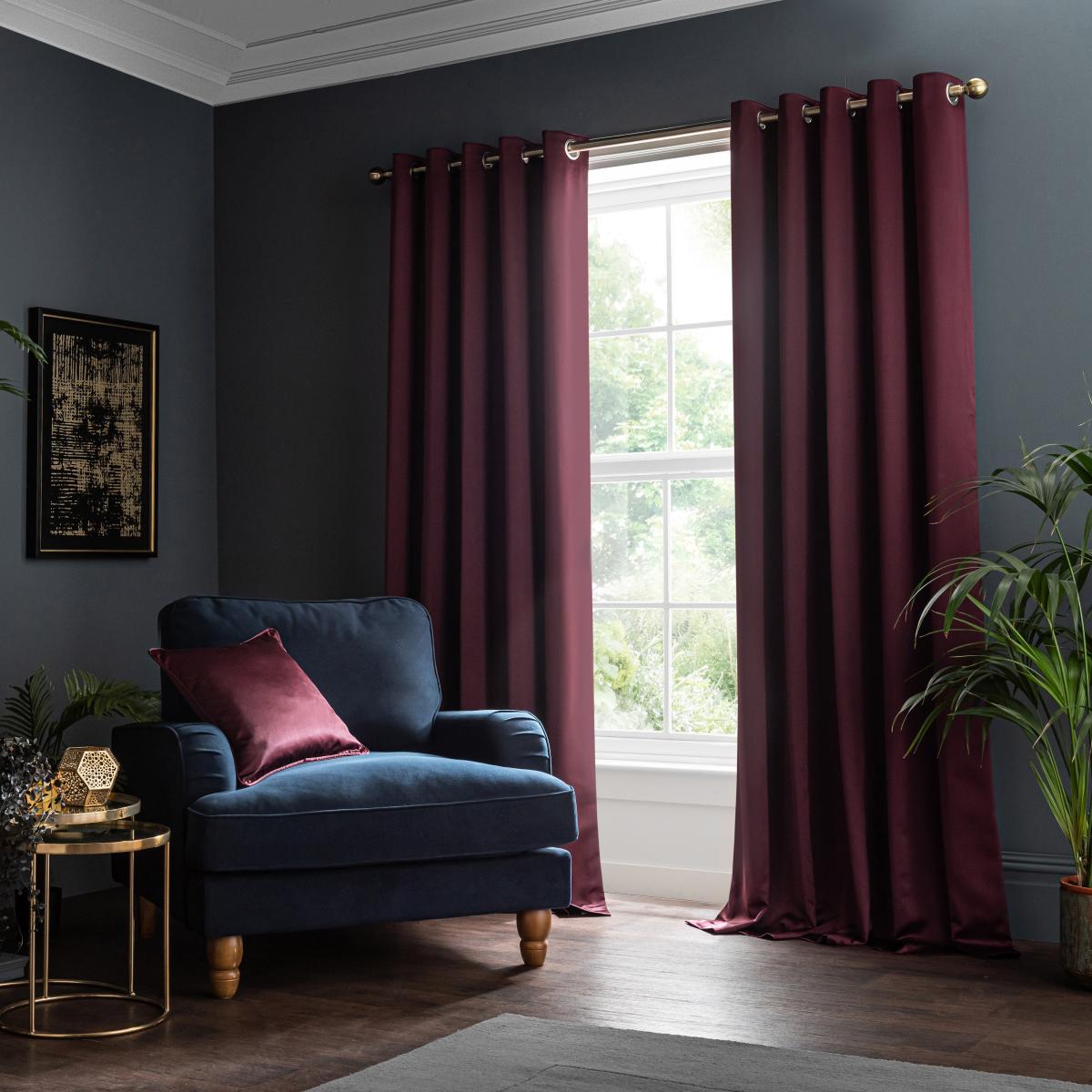 Satin Merlot Eyelet Curtains Merlot – image 2