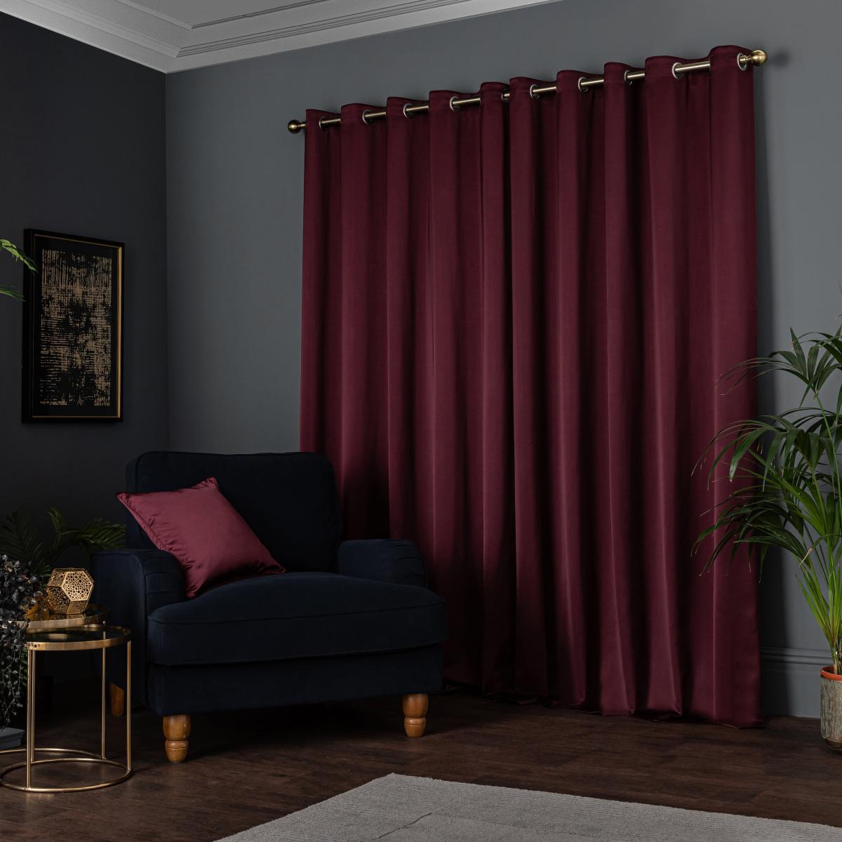 Satin Merlot Eyelet Curtains Merlot – image 4