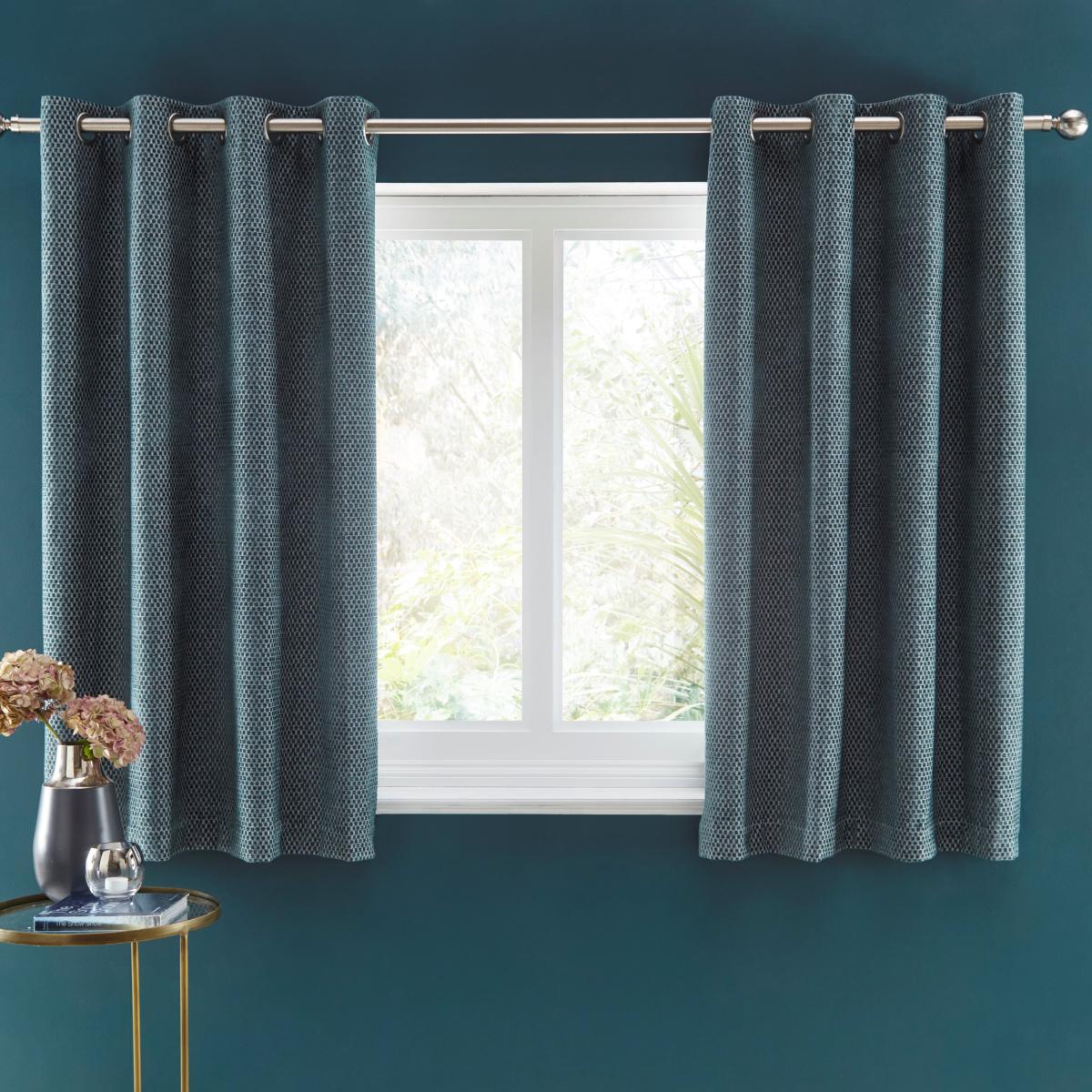Hava Chenille Peacock Eyelet Curtains Peacock – image 3