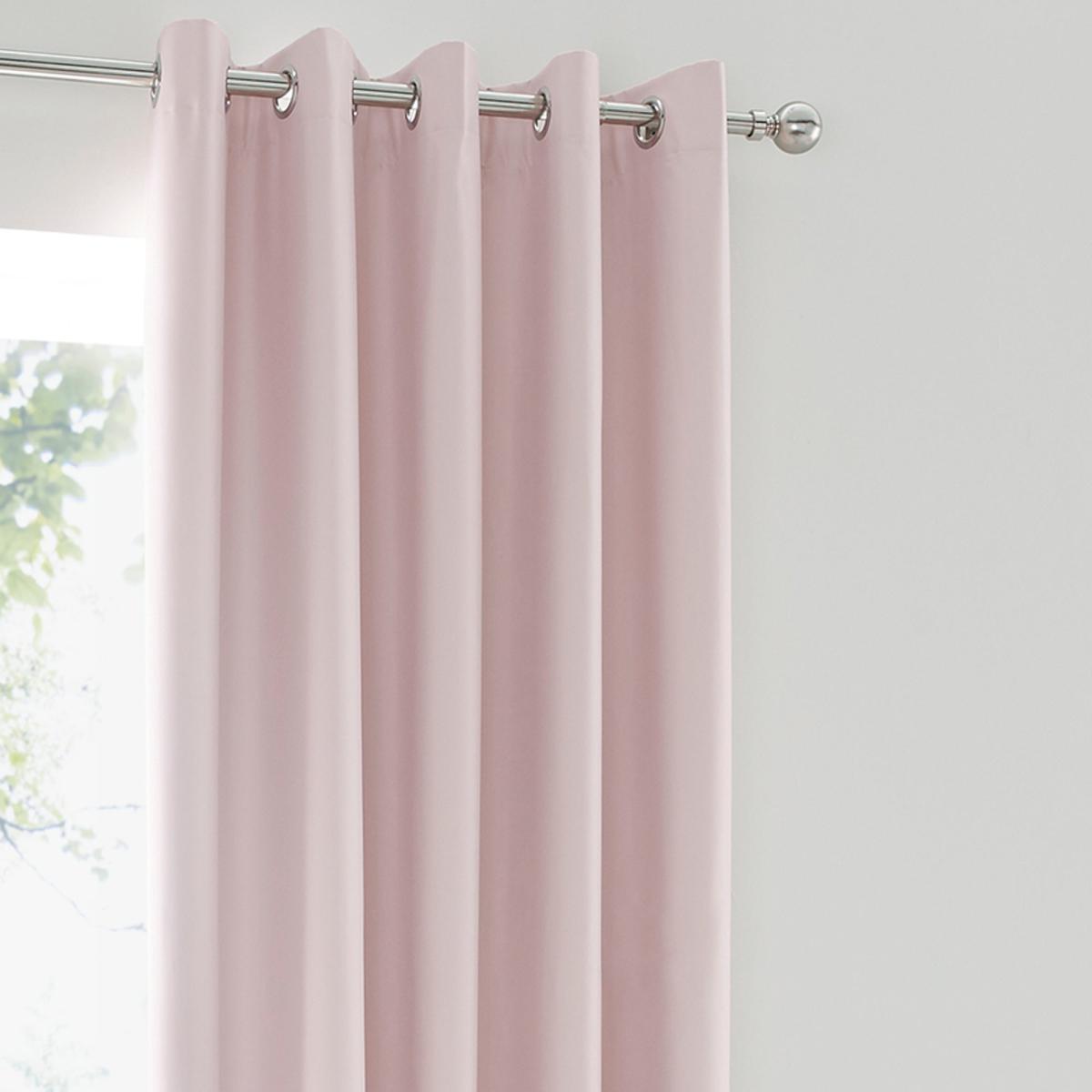 Matt Satin Blush Blackout Eyelet Curtains Pink – image 3
