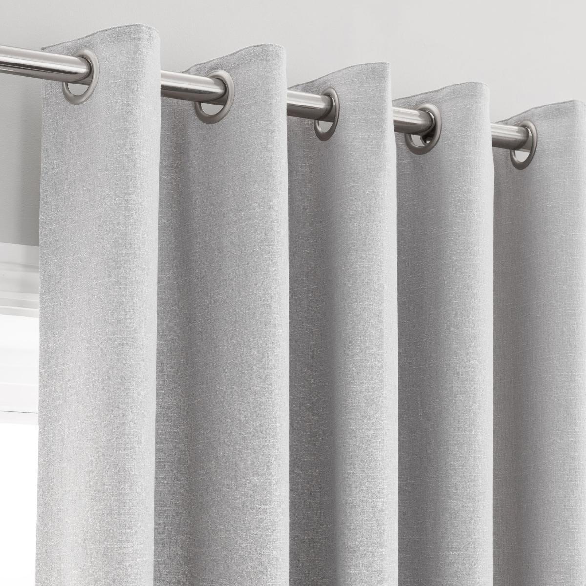 Brighton Dove Grey Textured Eyelet Curtains Grey – image 5