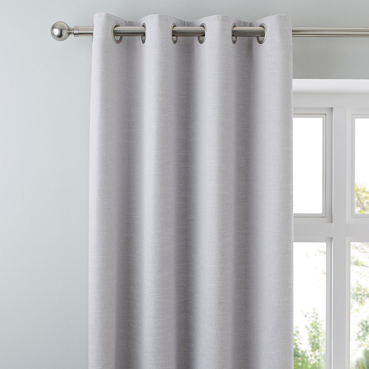 Brighton Dove Grey Textured Eyelet Curtains Grey – image 1