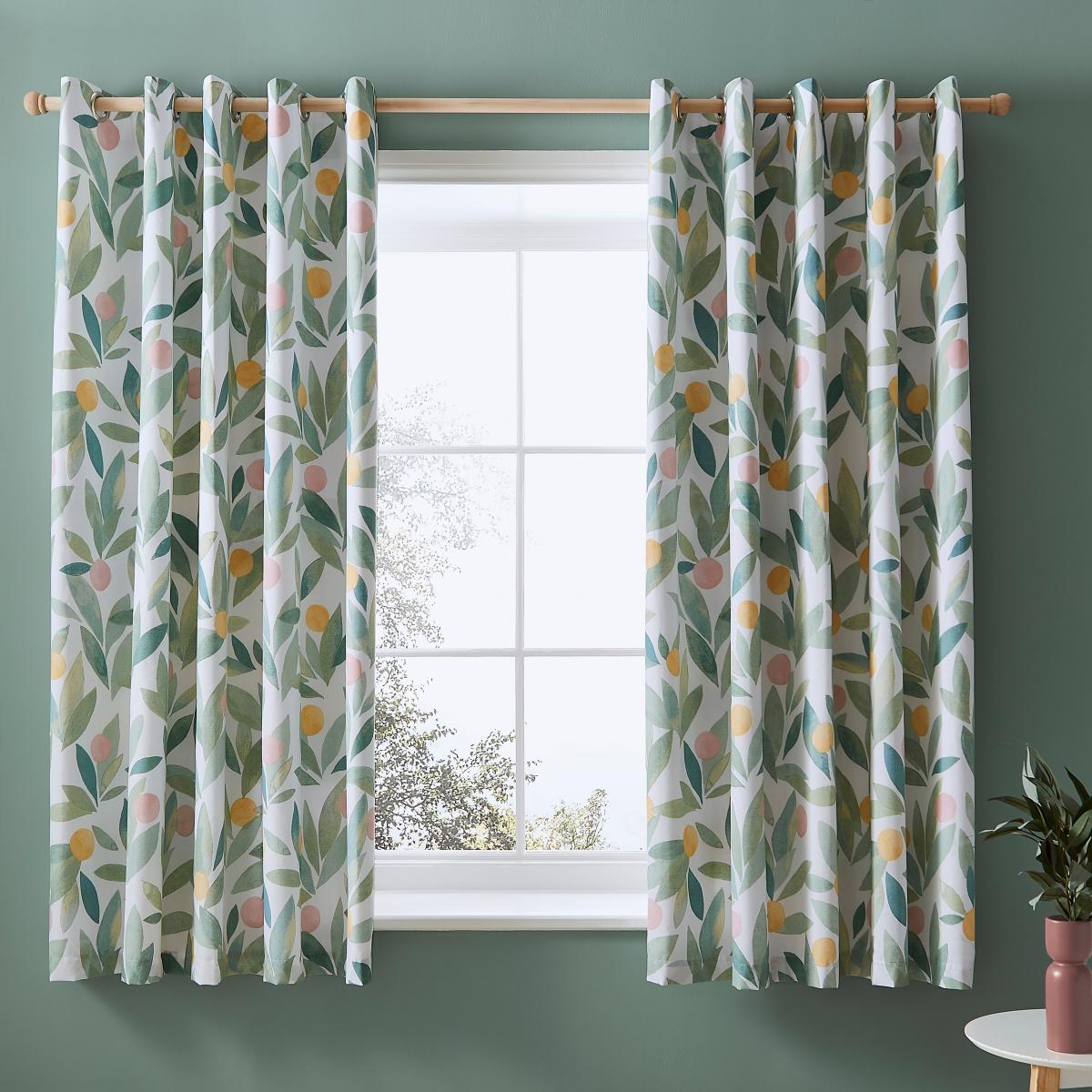 Erwin Fruits Eyelet Curtains Green – image 2
