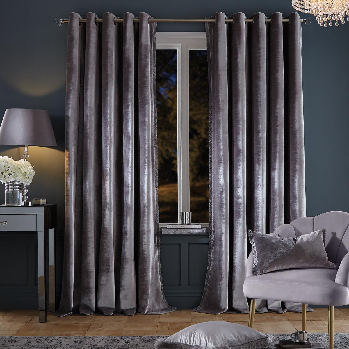 Keston Silver Eyelet Curtains Silver – image 2