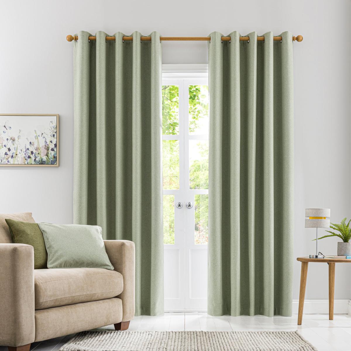 Luna Brushed Sage Blackout Eyelet Curtains Sage – image 2