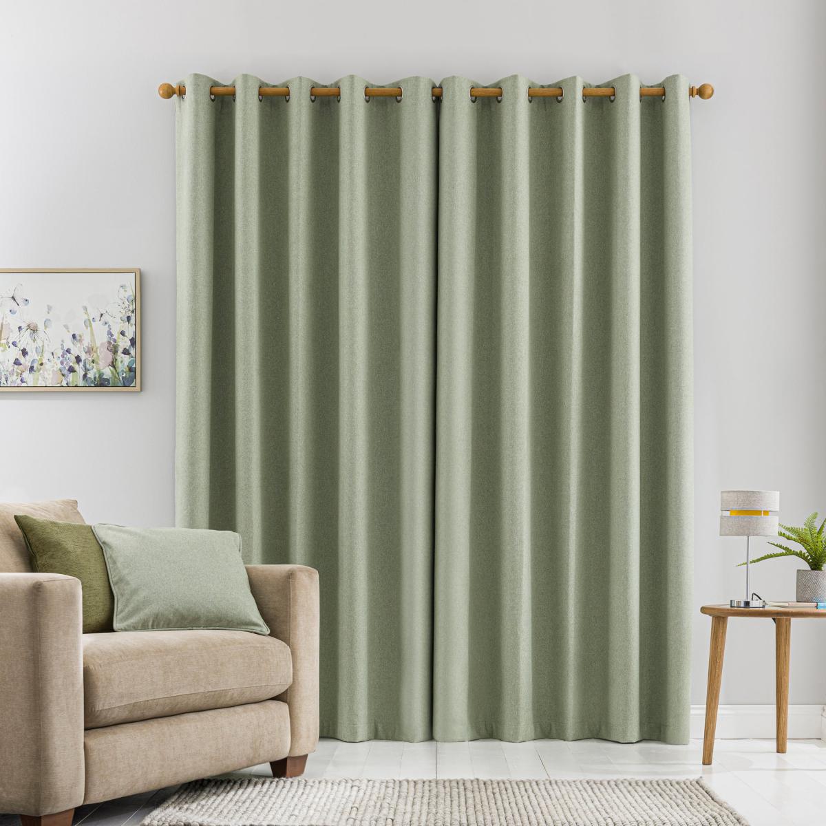 Luna Brushed Sage Blackout Eyelet Curtains Sage – image 3