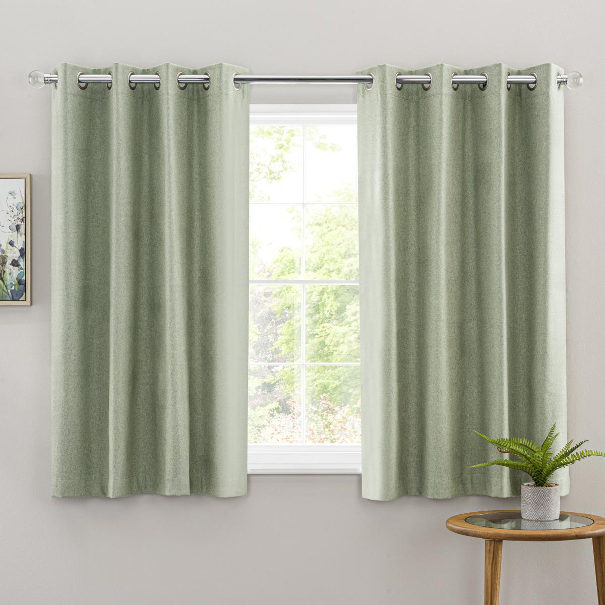 Luna Brushed Sage Blackout Eyelet Curtains Sage – image 4