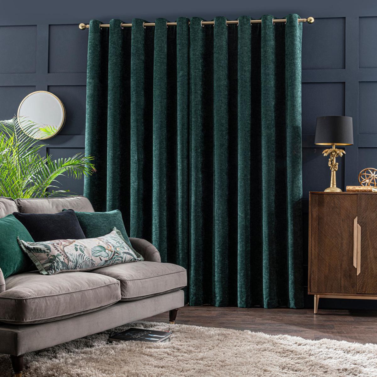 Malden Eyelet Curtain Bottle Green Green – image 3