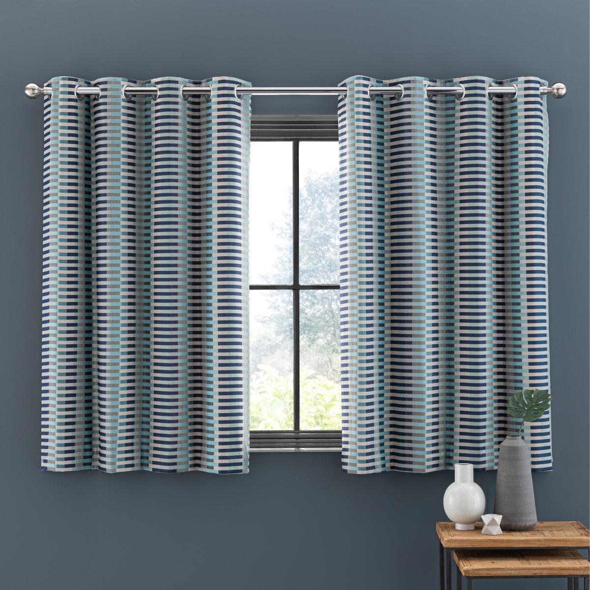 Elements Kansas Stripe Navy Eyelet Curtains Navy – image 5