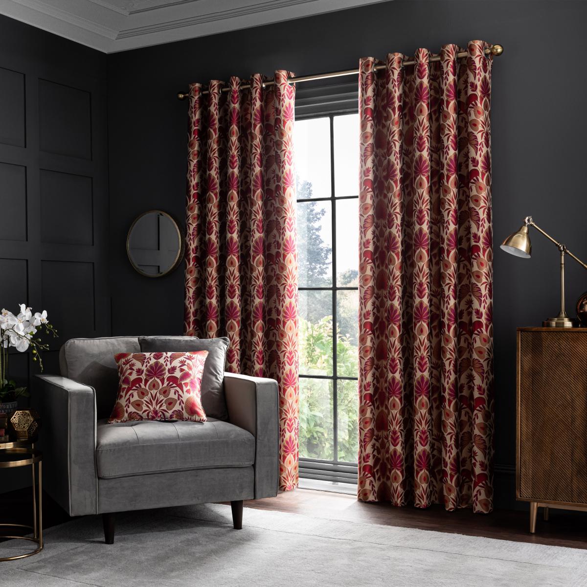 Libertine Jacquard Red Eyelet Curtains Red – image 2