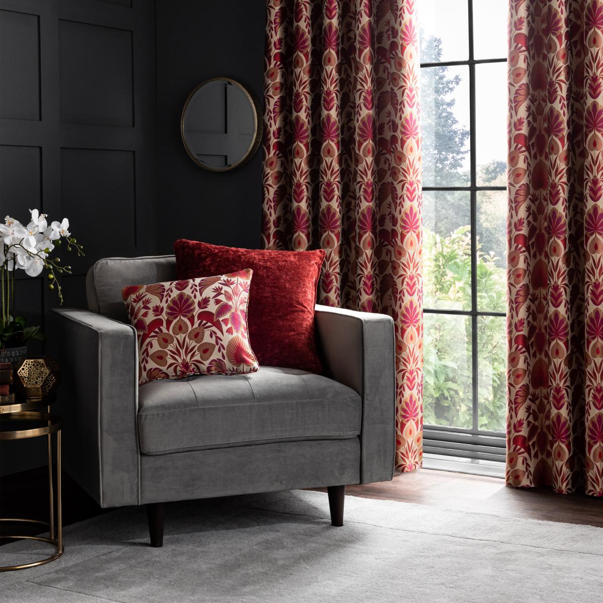 Libertine Jacquard Red Eyelet Curtains Red – image 4