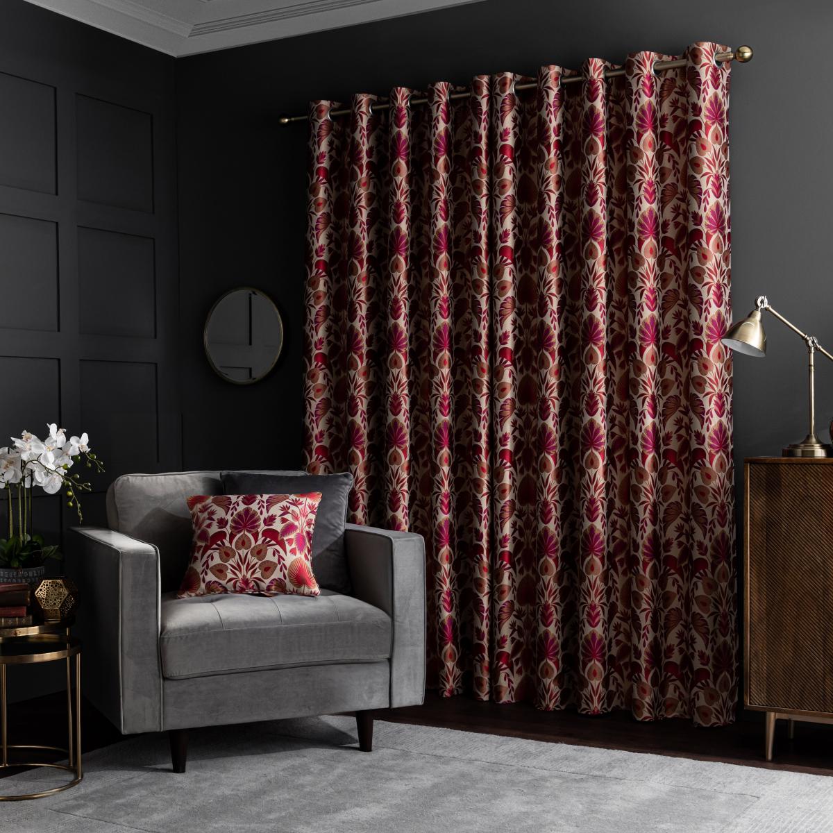 Libertine Jacquard Red Eyelet Curtains Red – image 5
