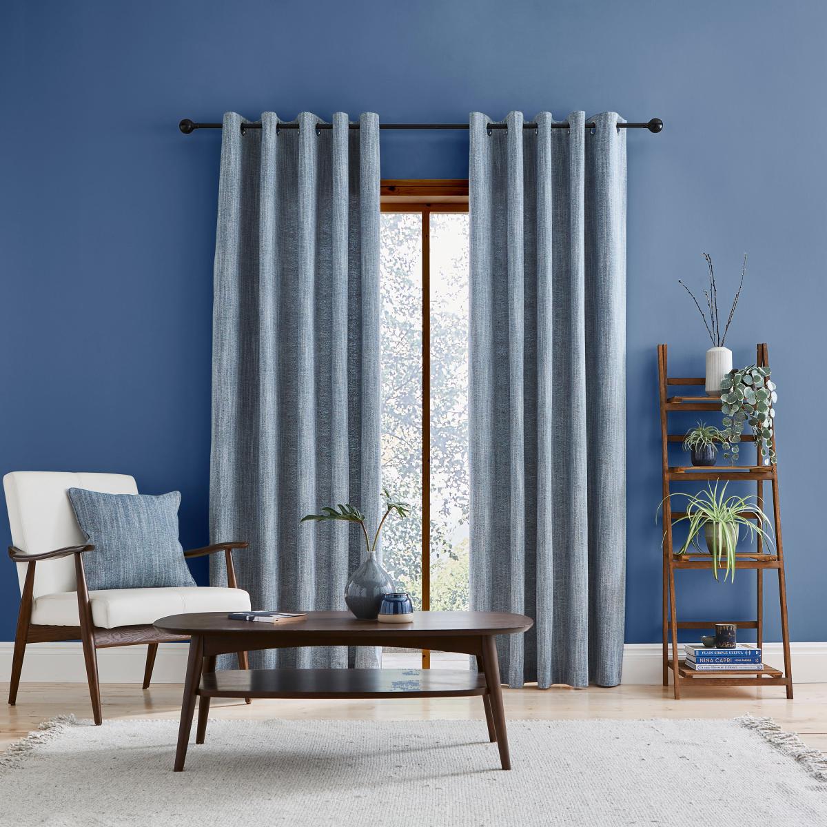 Doha Blue Eyelet Curtains Blue – image 2