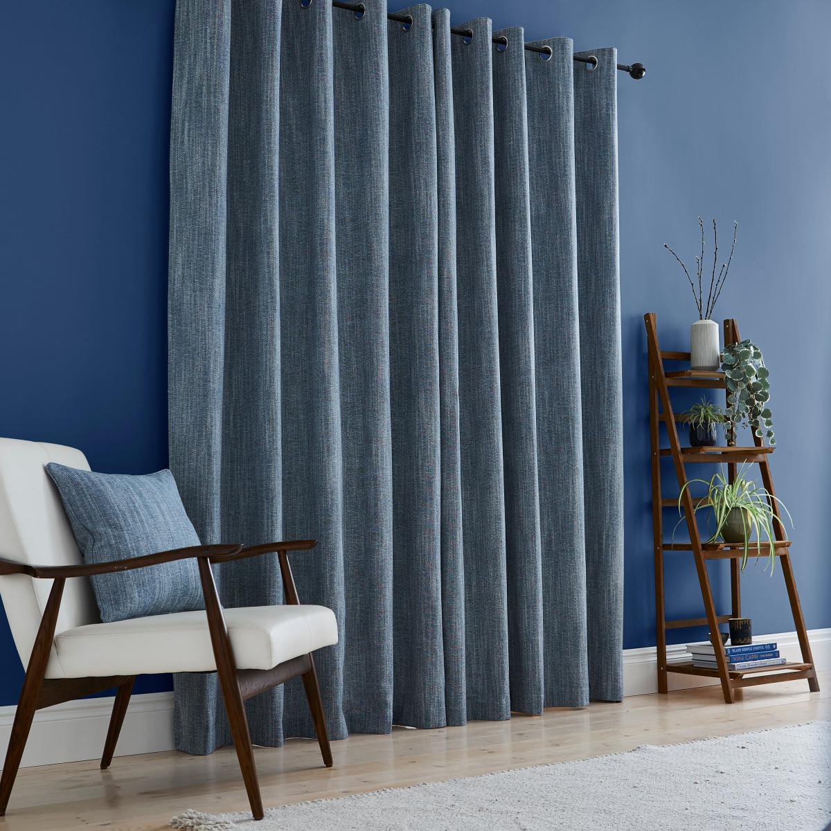 Doha Blue Eyelet Curtains Blue – image 3