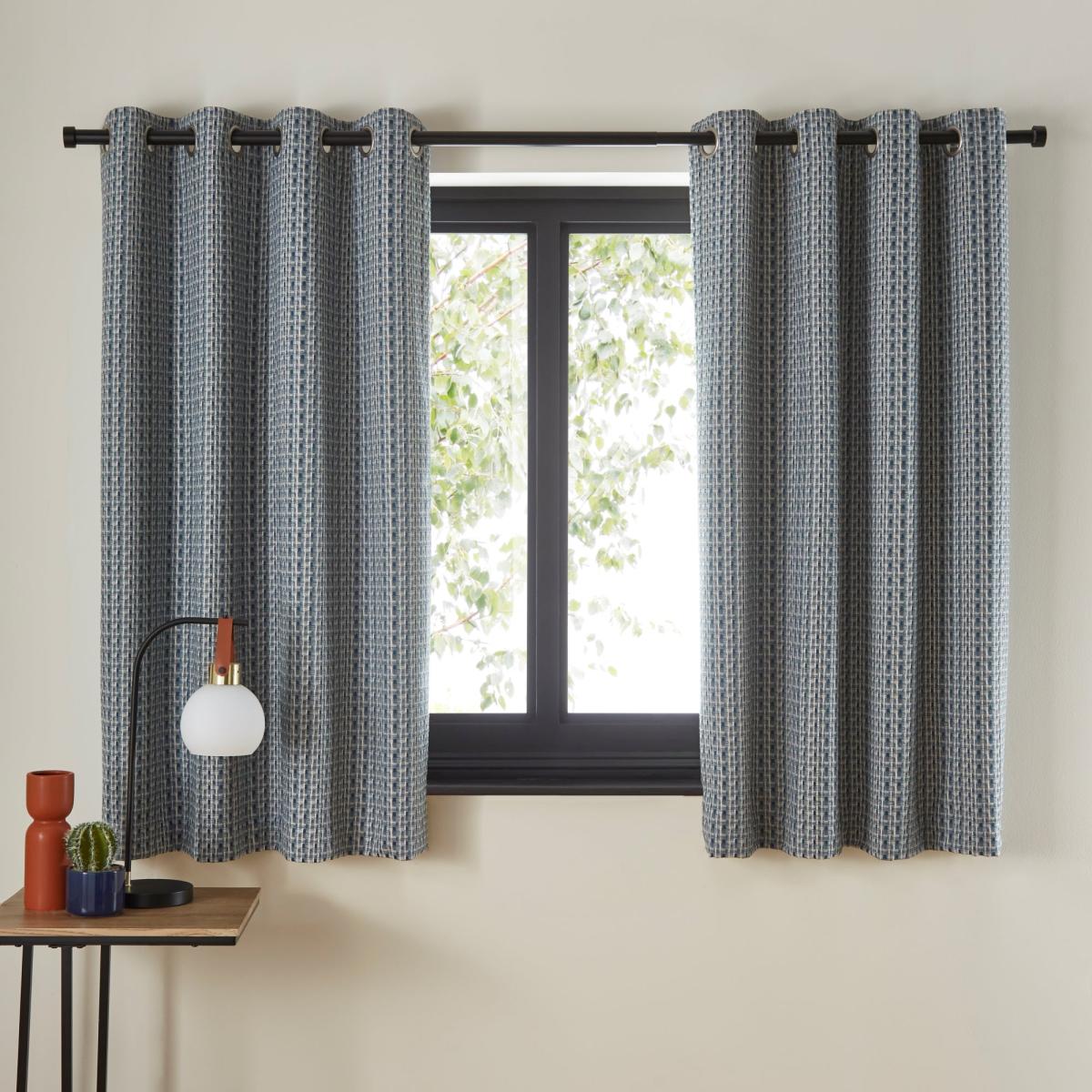 Ryder Check Blue Eyelet Curtains Blue – image 5