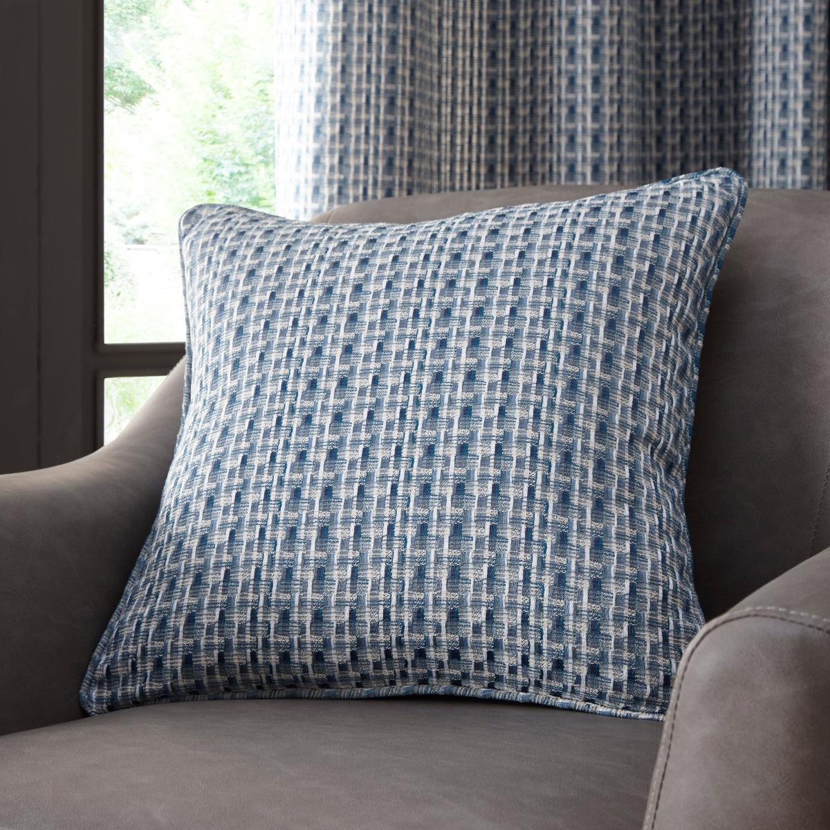 Ryder Check Blue Eyelet Curtains Blue – image 7