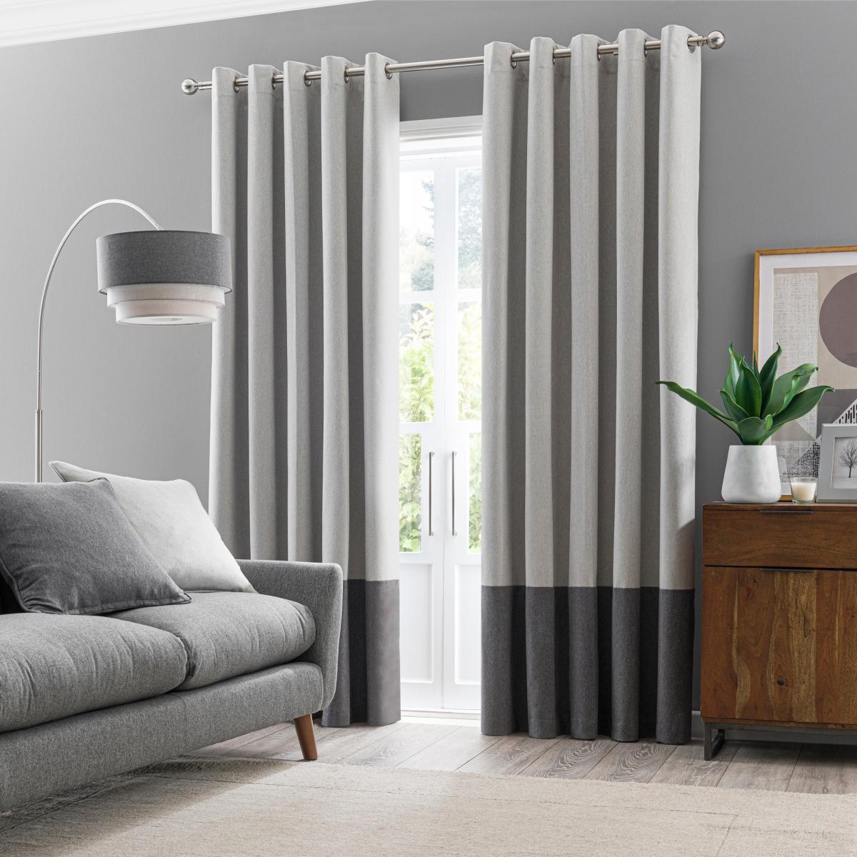 Luna Block Blackout Eyelet Curtain Dove Grey and Charcoal Grey – image 2