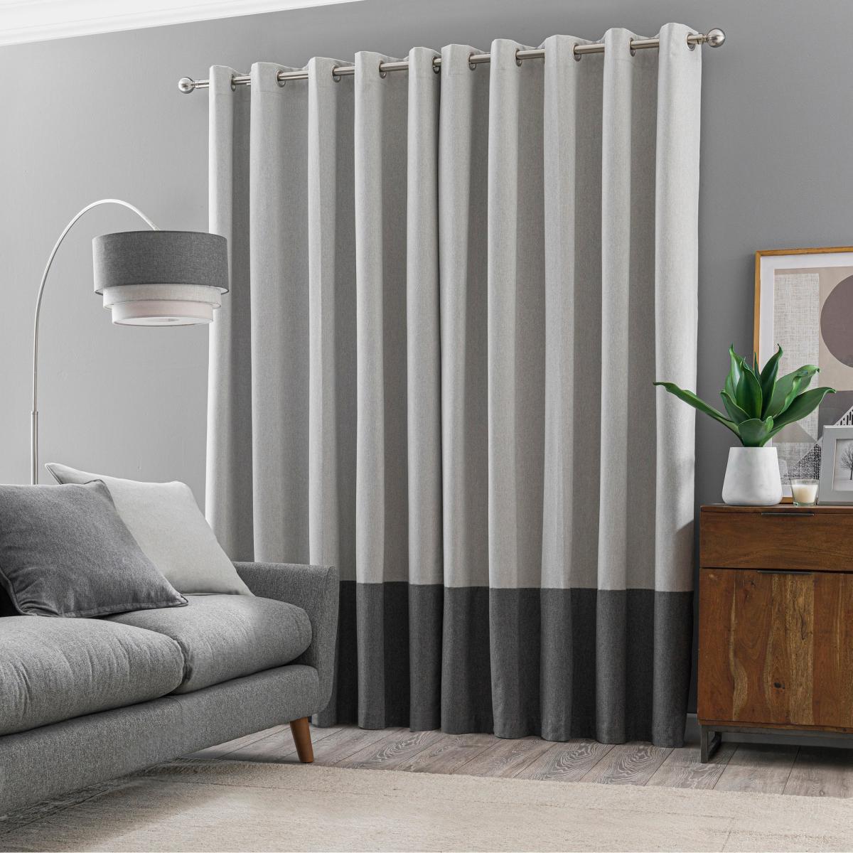 Luna Block Blackout Eyelet Curtain Dove Grey and Charcoal Grey – image 3