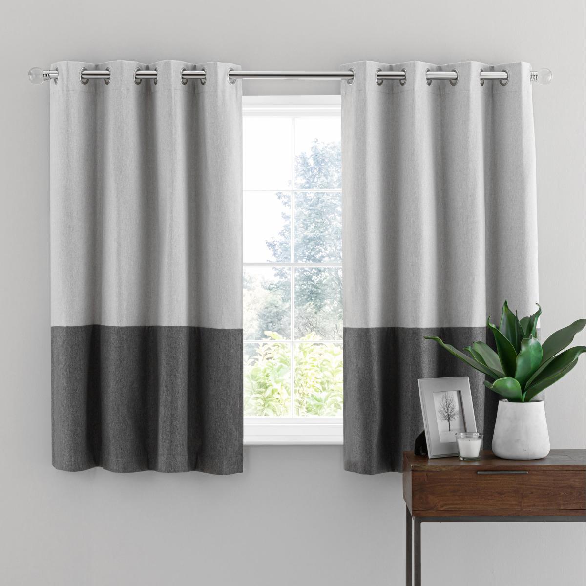 Luna Block Blackout Eyelet Curtain Dove Grey and Charcoal Grey – image 4