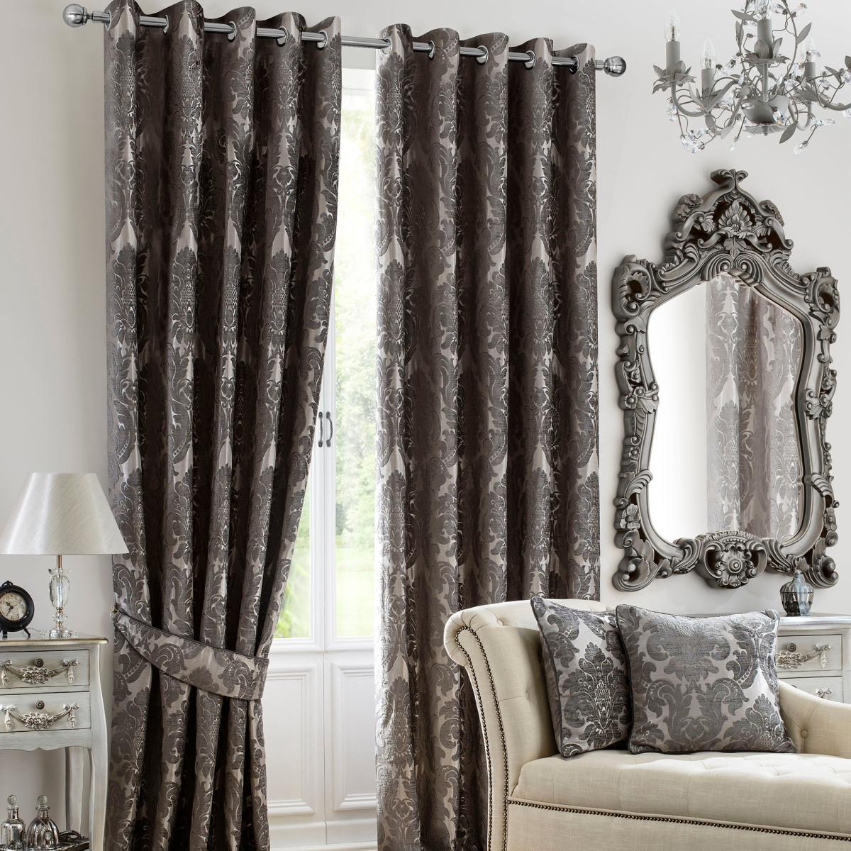 Versailles Charcoal Eyelet Curtains Charcoal – image 2