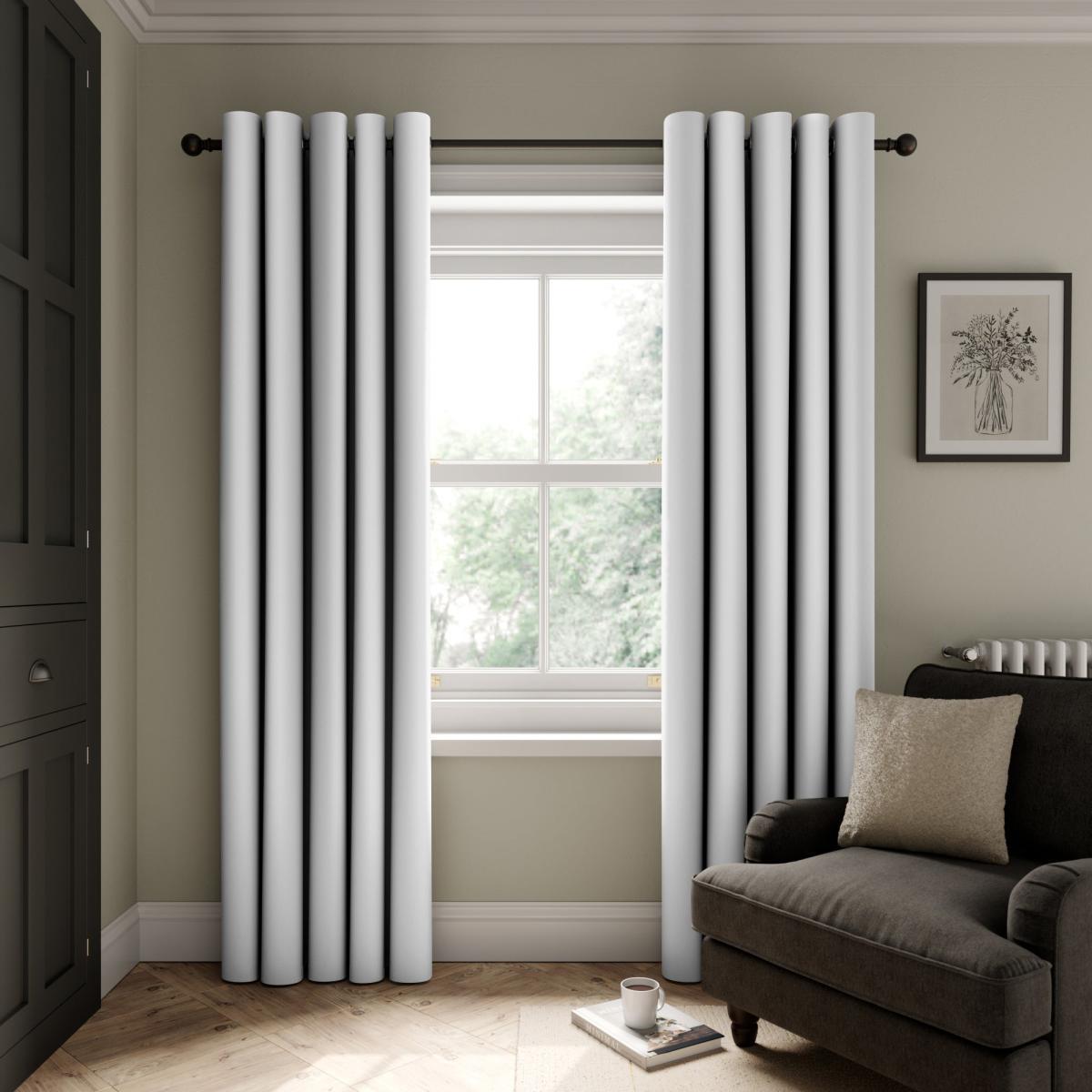 Hamilton White Blackout Eyelet Curtains White – image 2