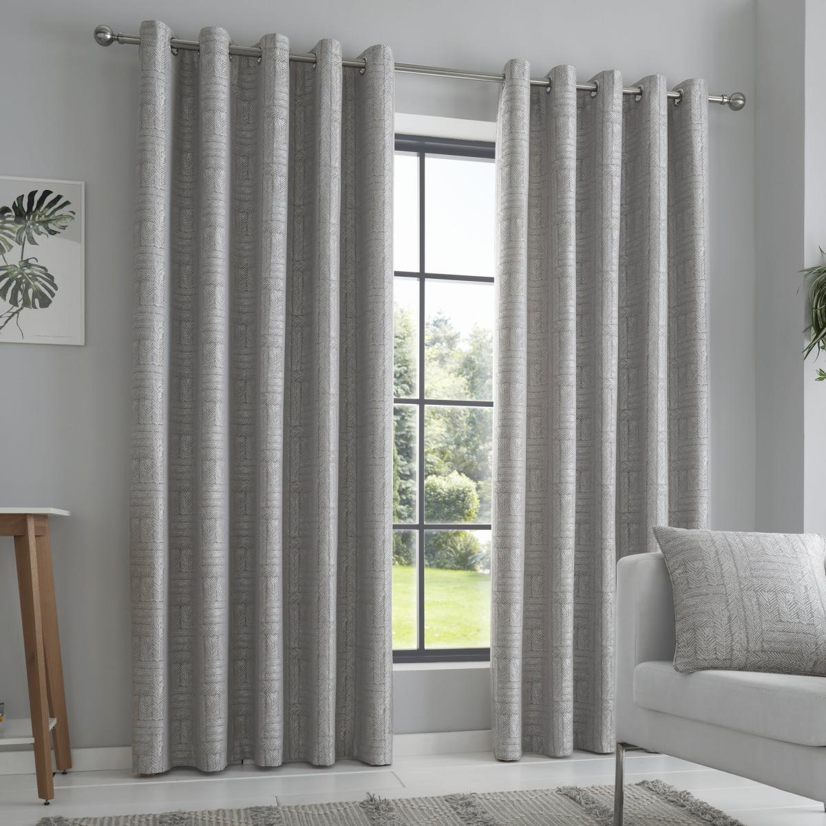 Curtina Lowe Woven Charcoal Eyelet Curtains Charcoal – image 2