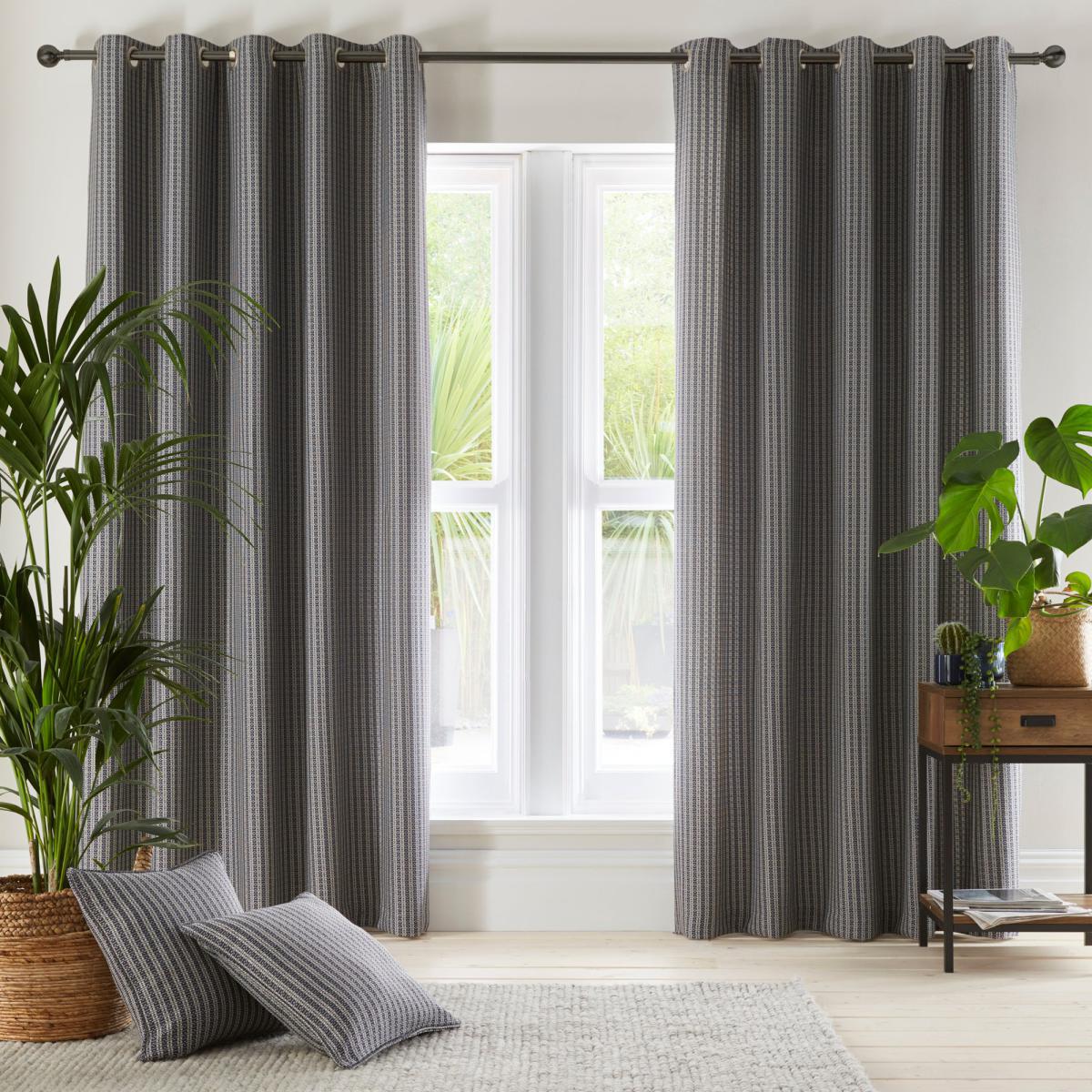 Grafton Navy Eyelet Curtains Navy Blue – image 2