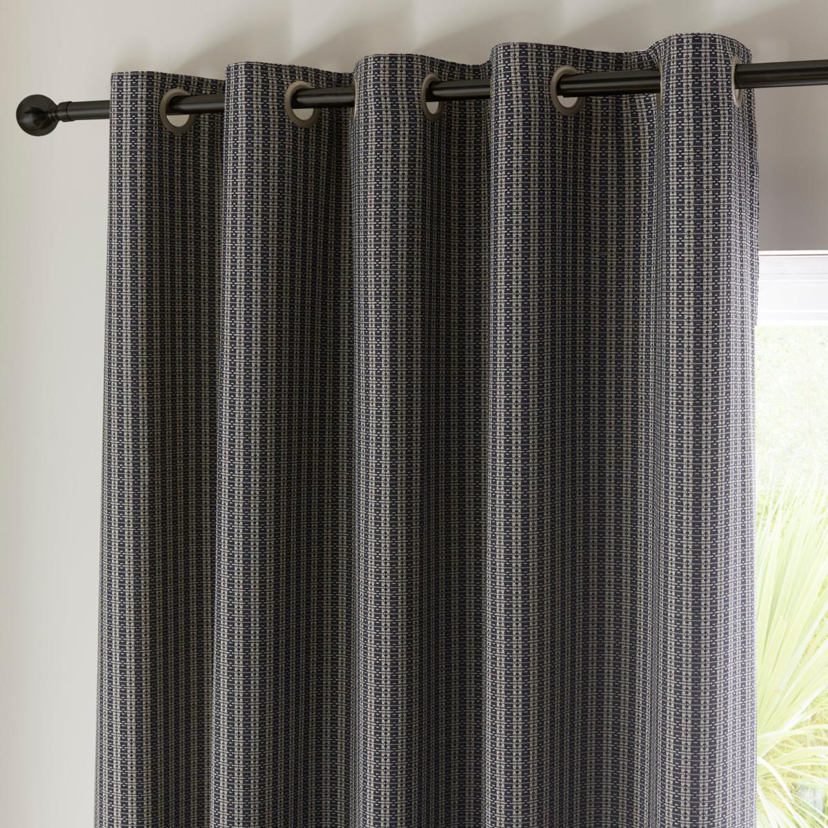 Grafton Navy Eyelet Curtains Navy Blue – image 4