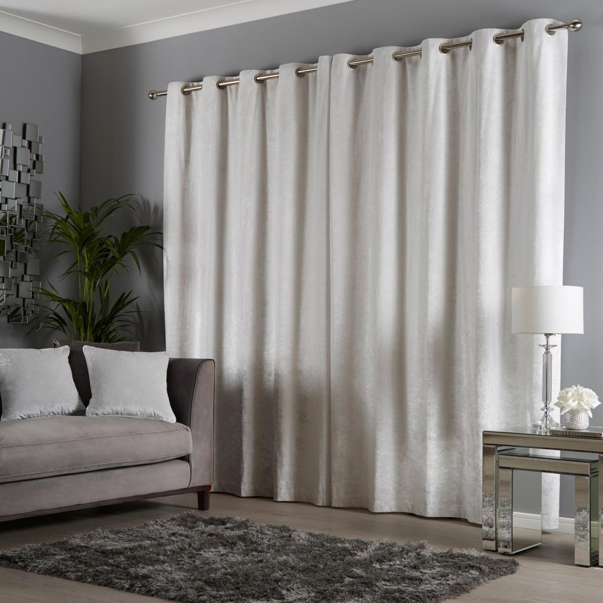 Crushed Velour Snow Eyelet Curtains White – image 2