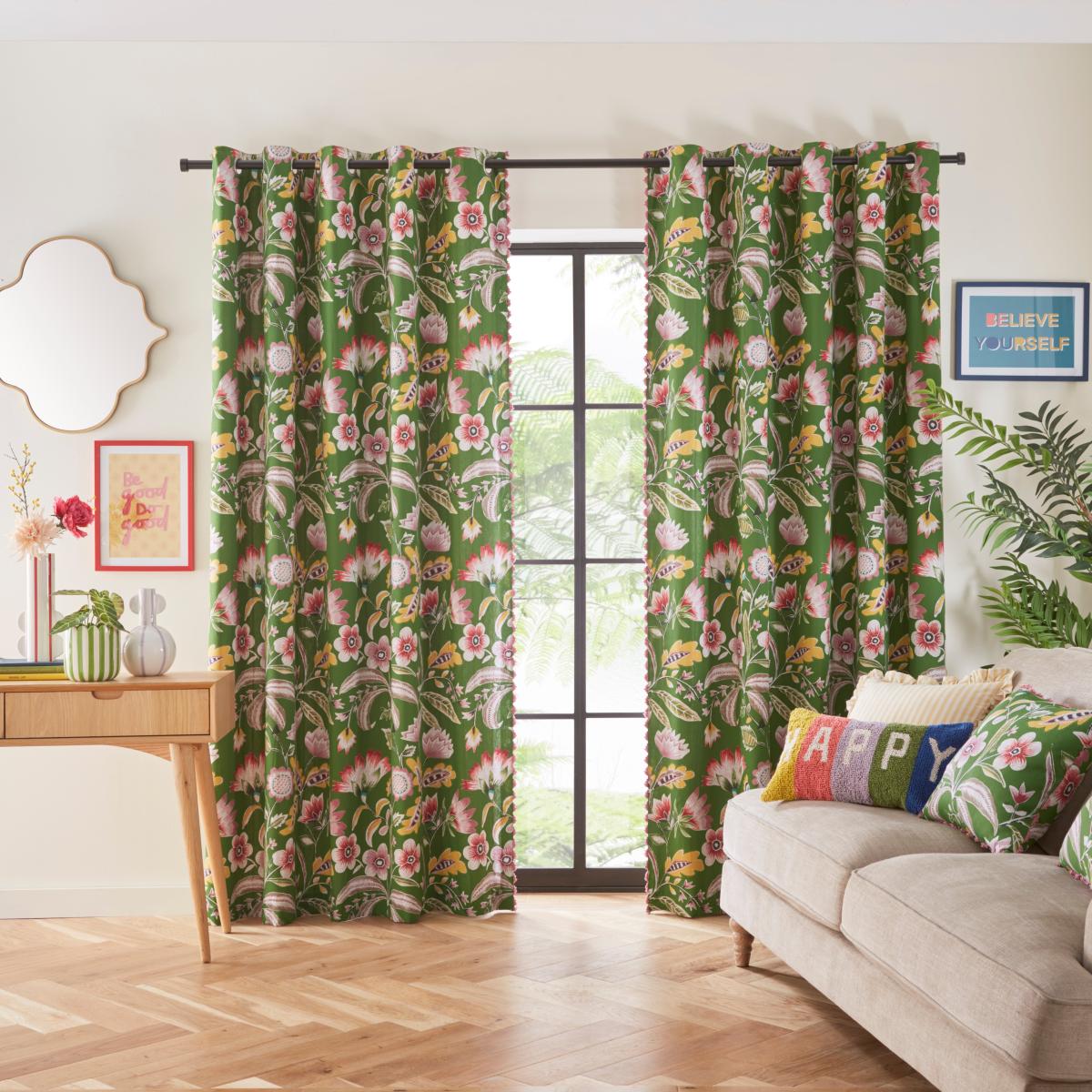 Joy Eyelet Curtains Green Green – image 2