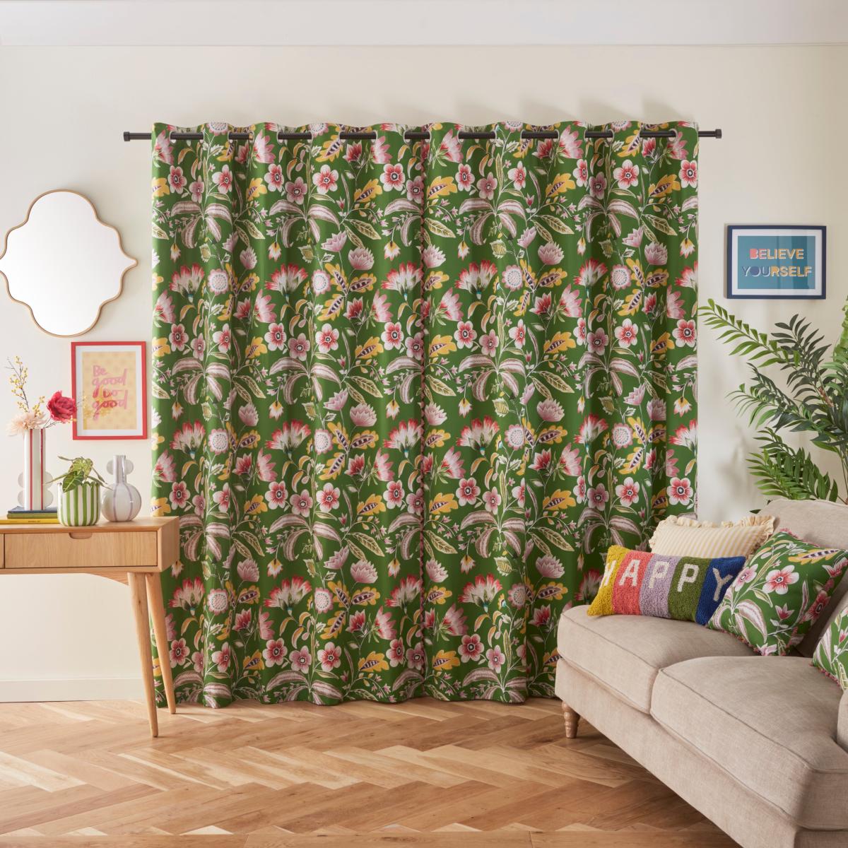Joy Eyelet Curtains Green Green – image 4