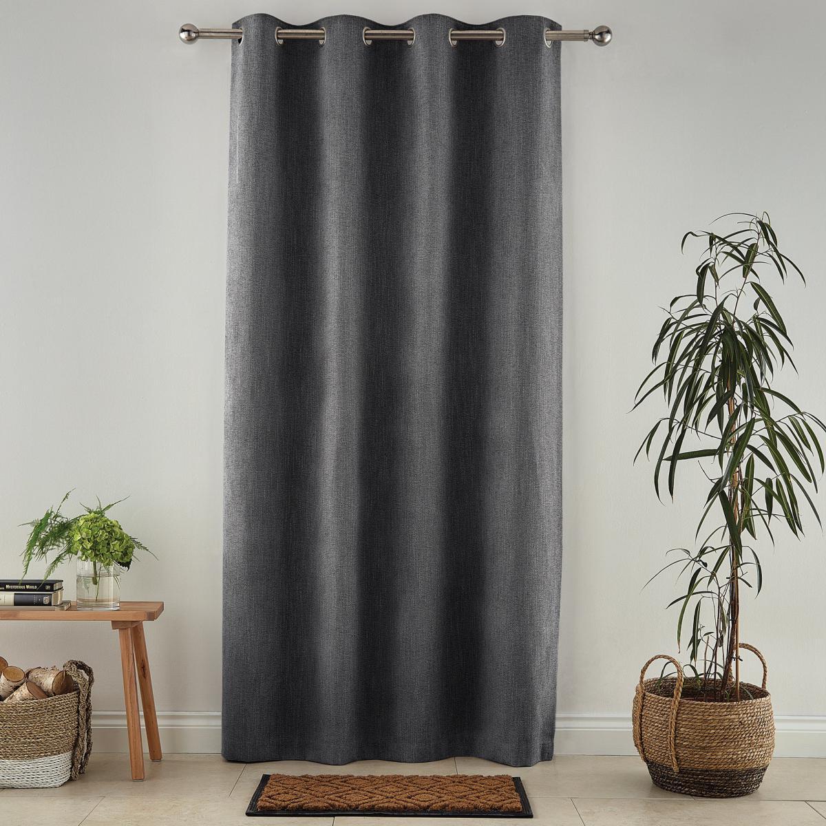 Wynter Charcoal Thermal Eyelet Door Curtain Charcoal – image 2
