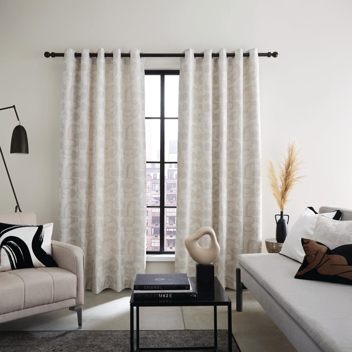 Elements Curves Jacquard Sandstone Eyelet Curtains Sandstone – image 2