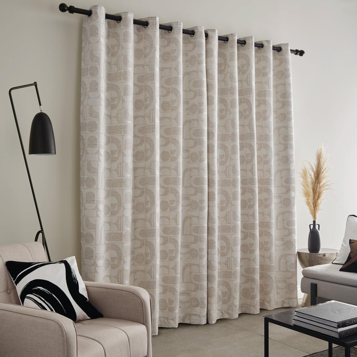 Elements Curves Jacquard Sandstone Eyelet Curtains Sandstone – image 3