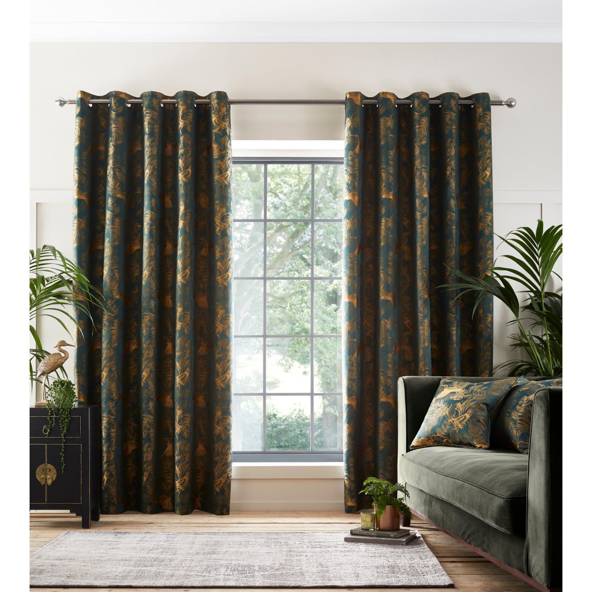 Crane Emerald Eyelet Curtains Emerald – image 2
