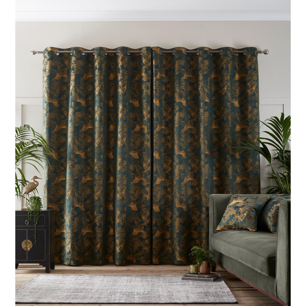 Crane Emerald Eyelet Curtains Emerald – image 3