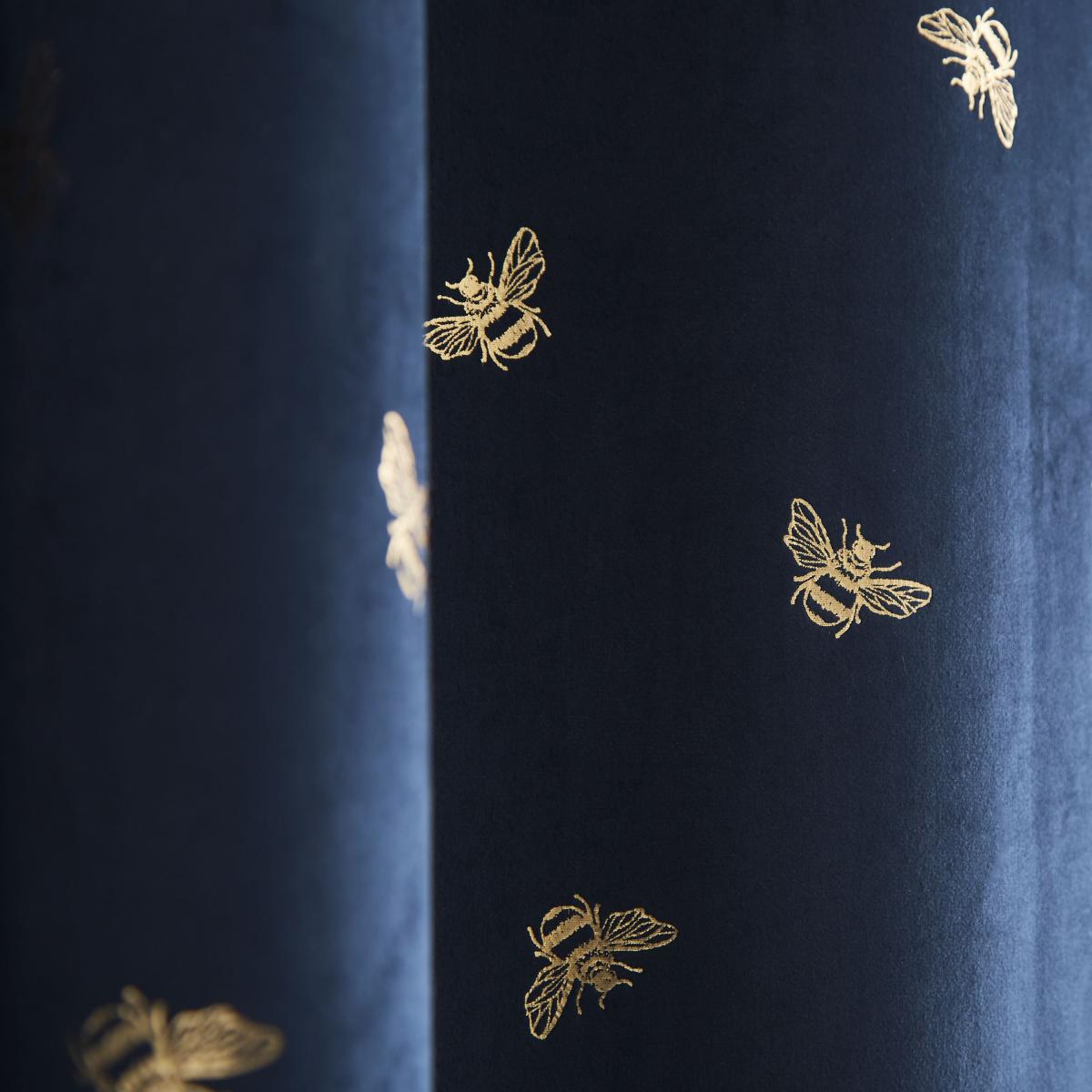 Golden Bee Navy Eyelet Curtains Navy Blue/Gold – image 3