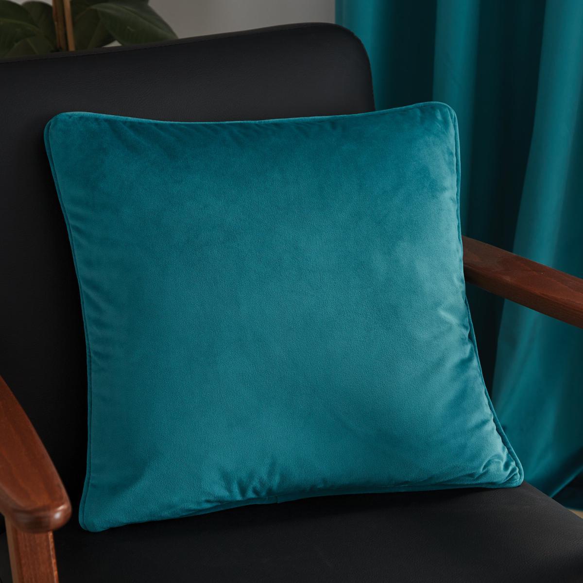 Ashford Teal Velour Eyelet Curtains Blue – image 5