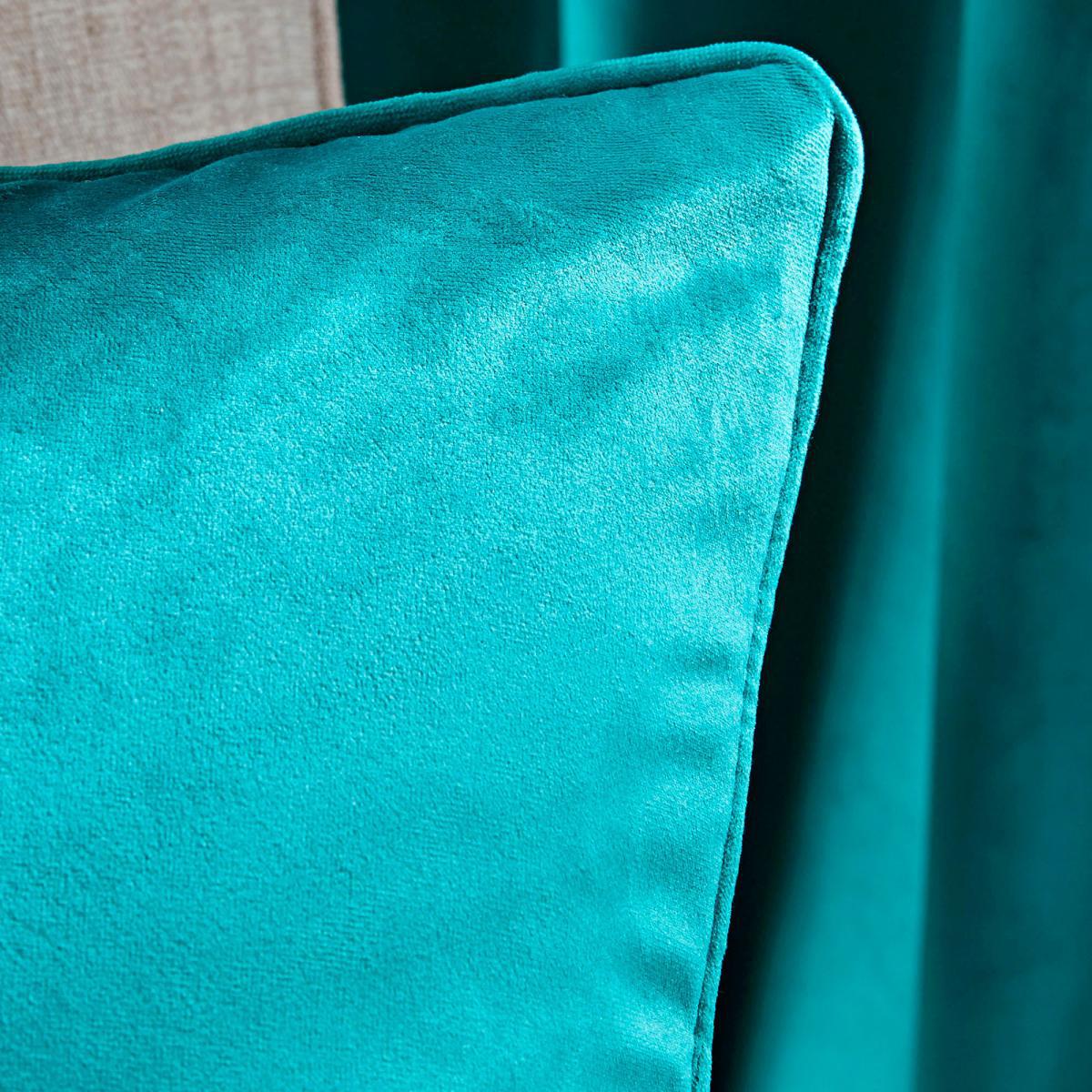 Ashford Teal Velour Eyelet Curtains Blue – image 7