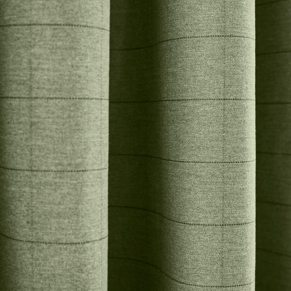 Recycled Burley Check Olive Eyelet Curtains Olive – image 3