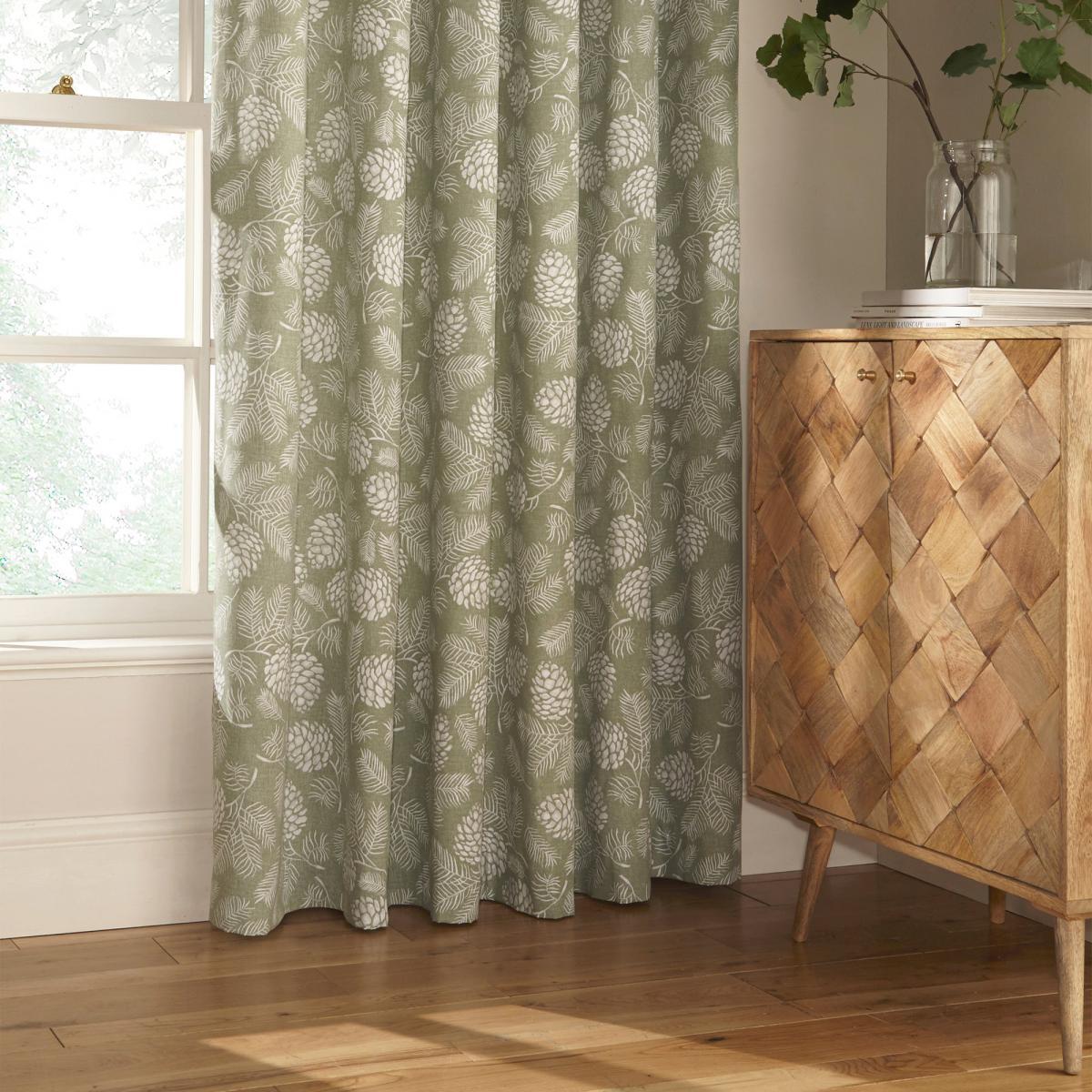 Irwin Sage Eyelet Curtains Green and White – image 3