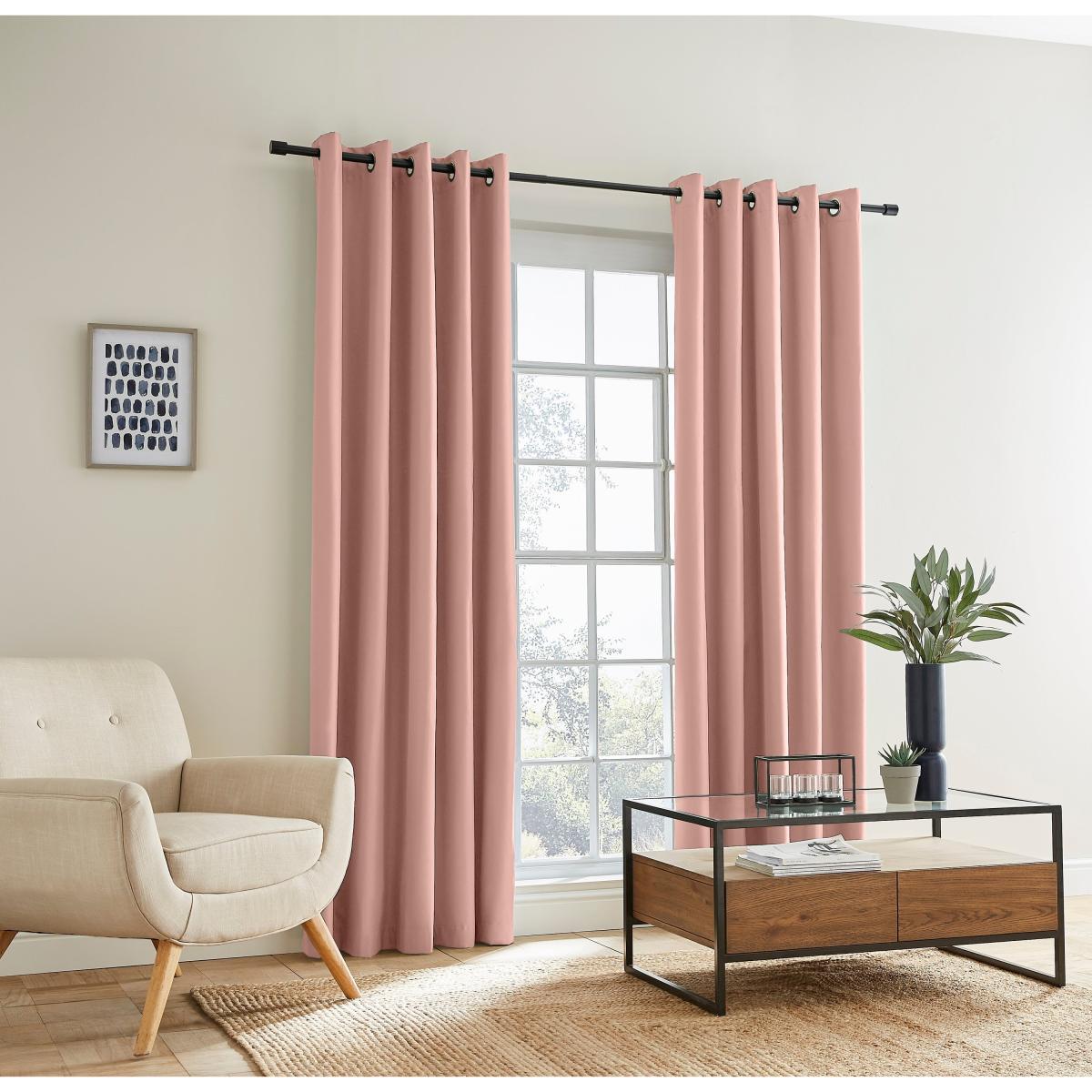 Berlin Rose Thermal Blackout Blackout Eyelet Curtains Rose – image 2