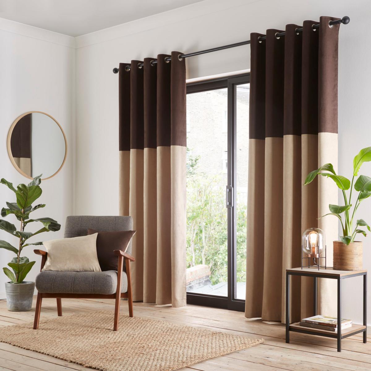 Suede Reversible Chocolate Eyelet Curtains Brown – image 2