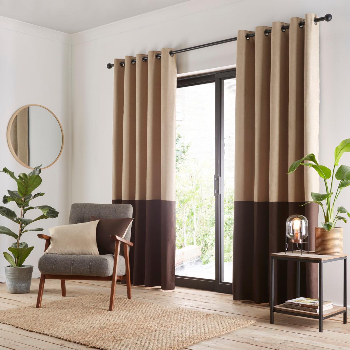 Suede Reversible Chocolate Eyelet Curtains Brown – image 3