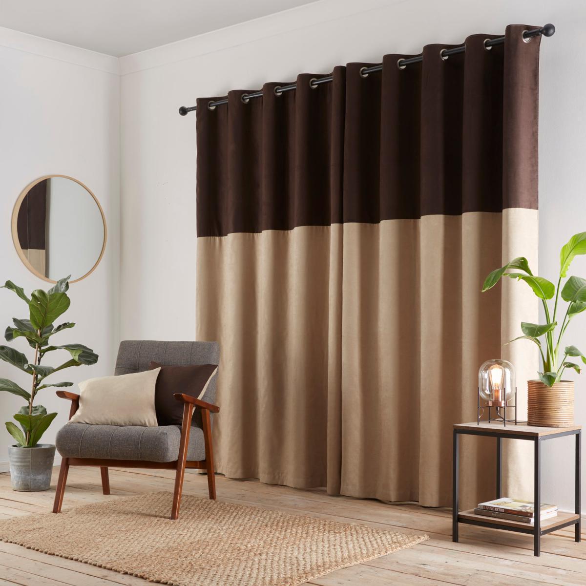 Suede Reversible Chocolate Eyelet Curtains Brown – image 4