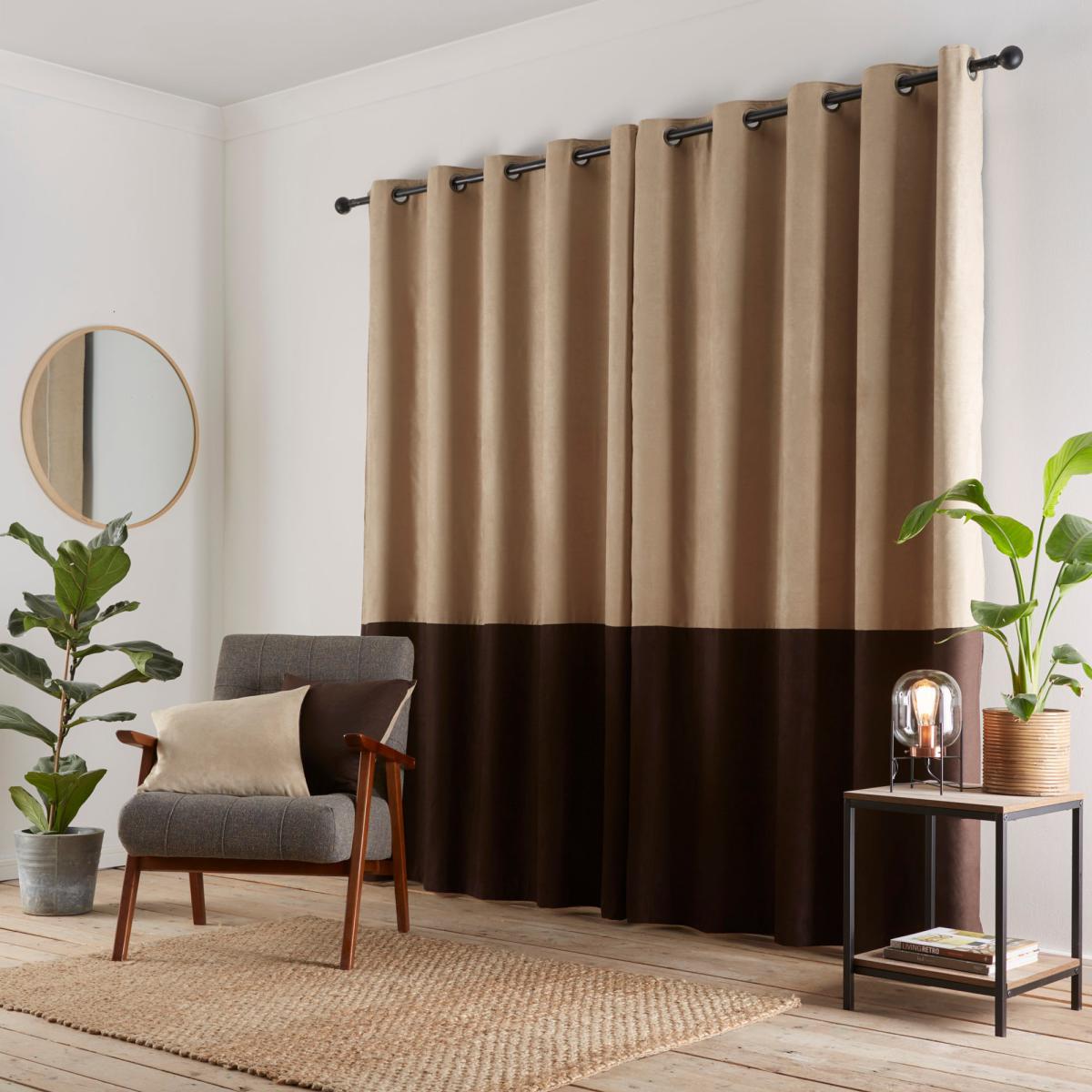 Suede Reversible Chocolate Eyelet Curtains Brown – image 5