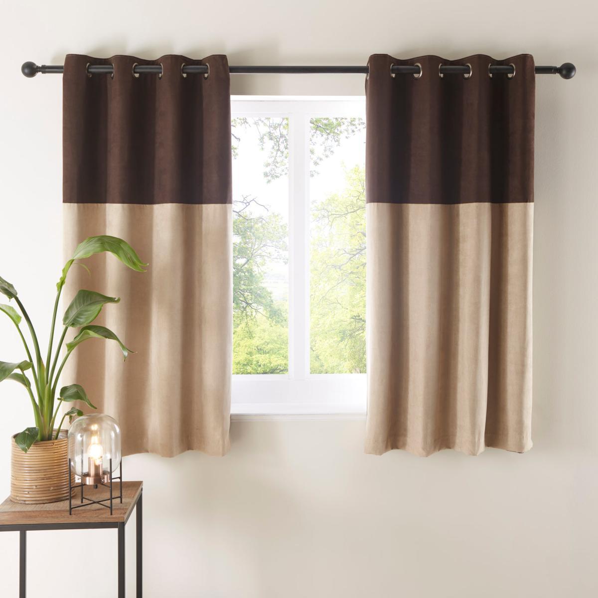 Suede Reversible Chocolate Eyelet Curtains Brown – image 7