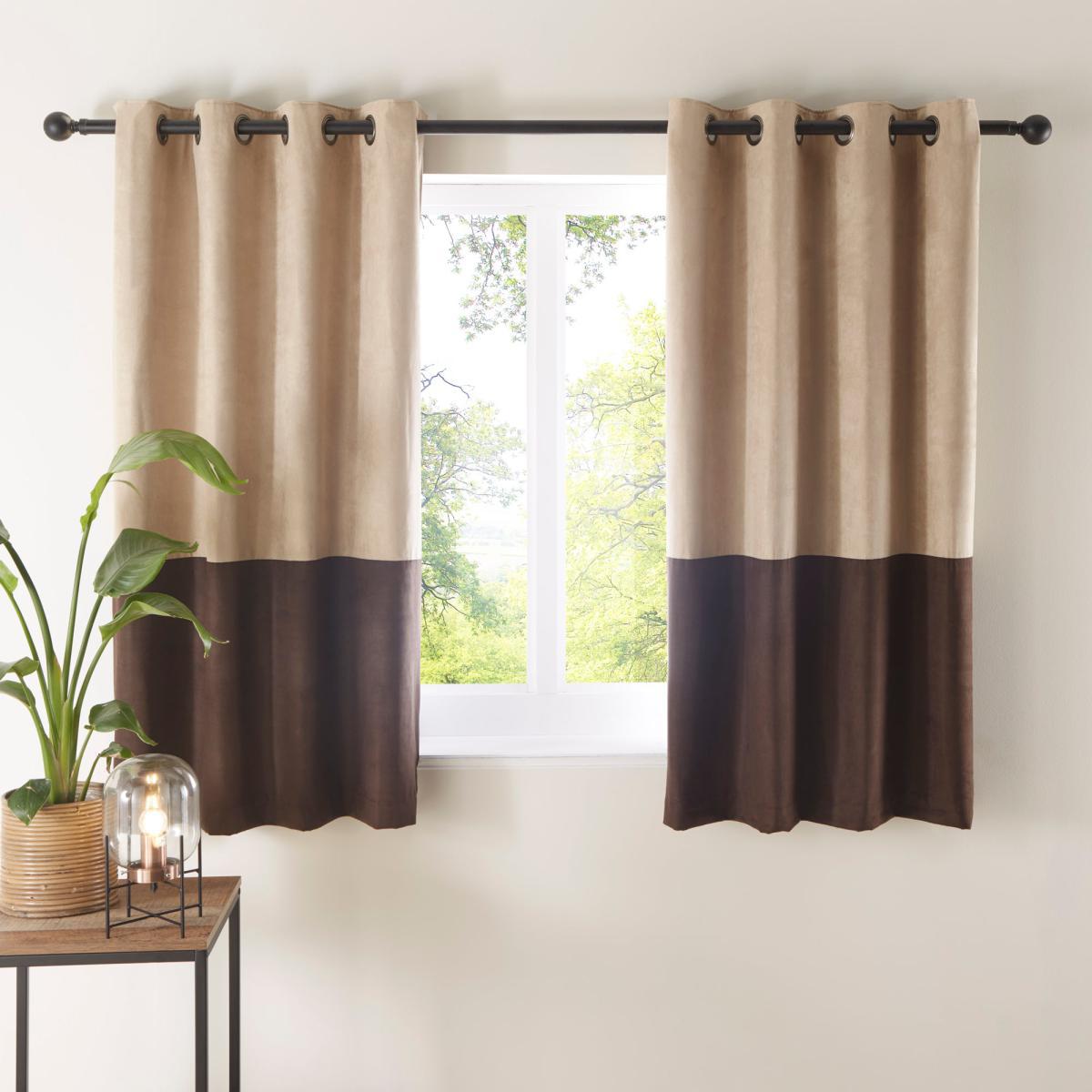 Suede Reversible Chocolate Eyelet Curtains Brown – image 8